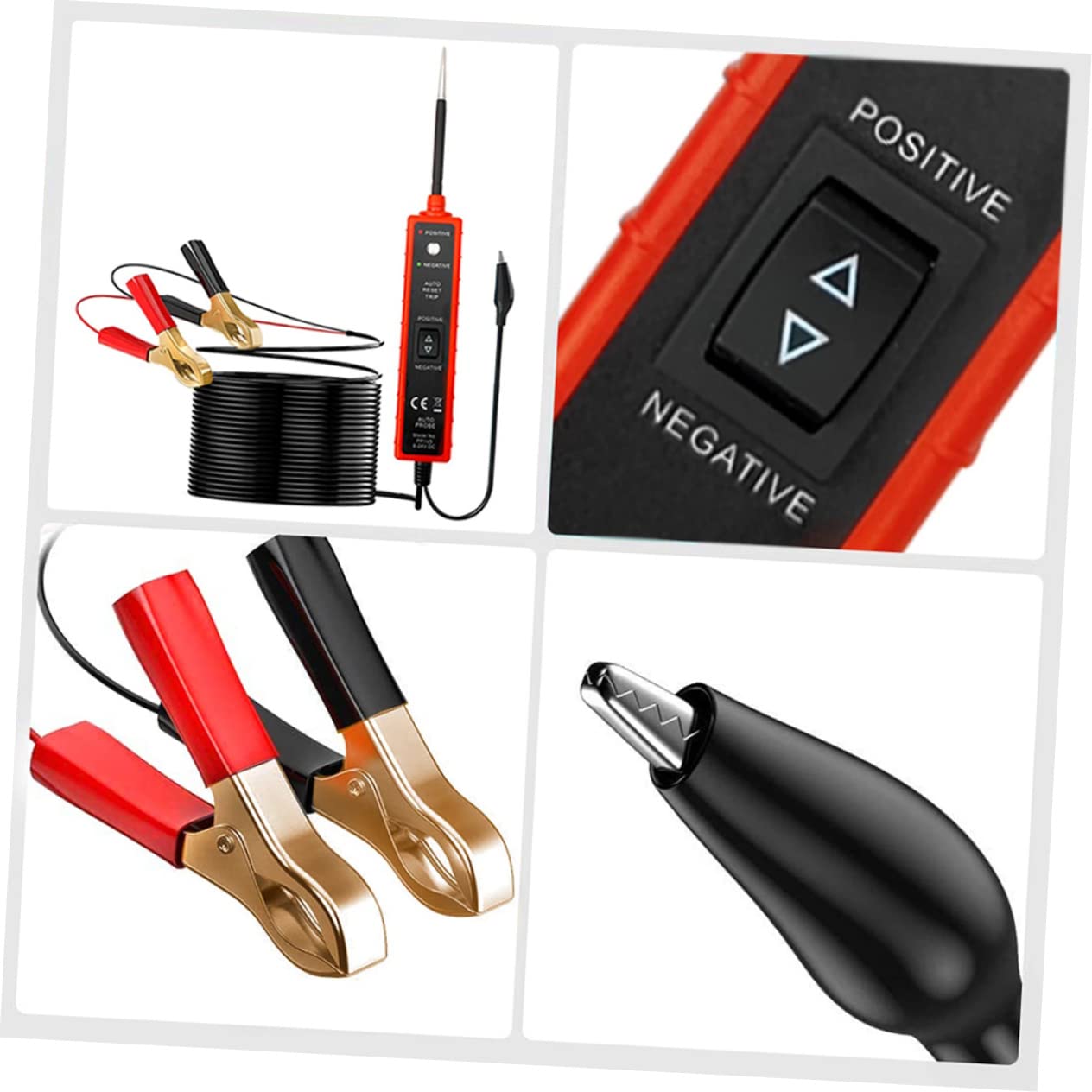 Automotive Circuit Tester with Cable Electrical System Diagnostic Tool with Positive Negative Clips Relay and Diode Testing for Car Wiring Troubleshooting and Polarity