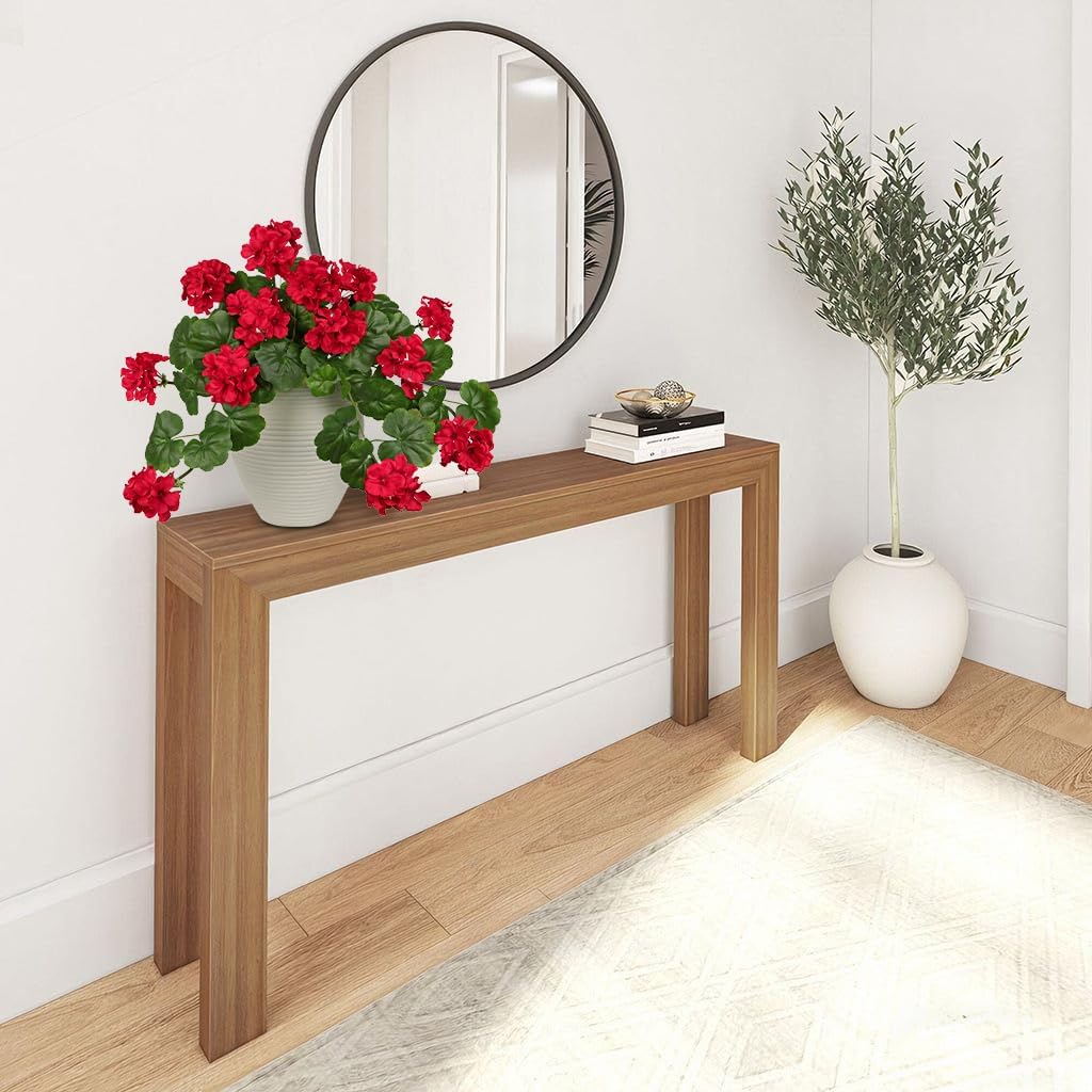 Briful Realistic Silk Geraniums Flowers for Outdoor & Indoor Decor, 19.6” Wide Lush Artificial Geranium Bouquet for Home Door Patio Decor, 15.7'' High Farmhouse Trailing Hanging & Tabletop Decor, Red