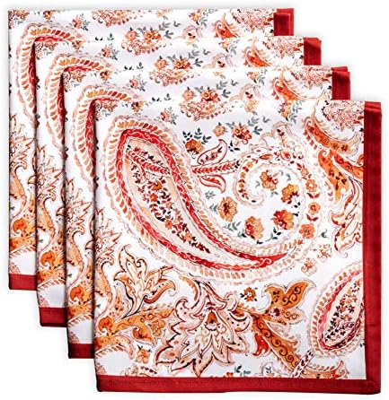 Maison d' Hermine Napkin 100% Cotton 20 Inch x 20 Inch Set of 4 Dinner Napkins, Decorative Washable Cloth Napkin for Gifts, Dining, Buffet Parties & Camping, Orient -Thanksgiving/Christmas