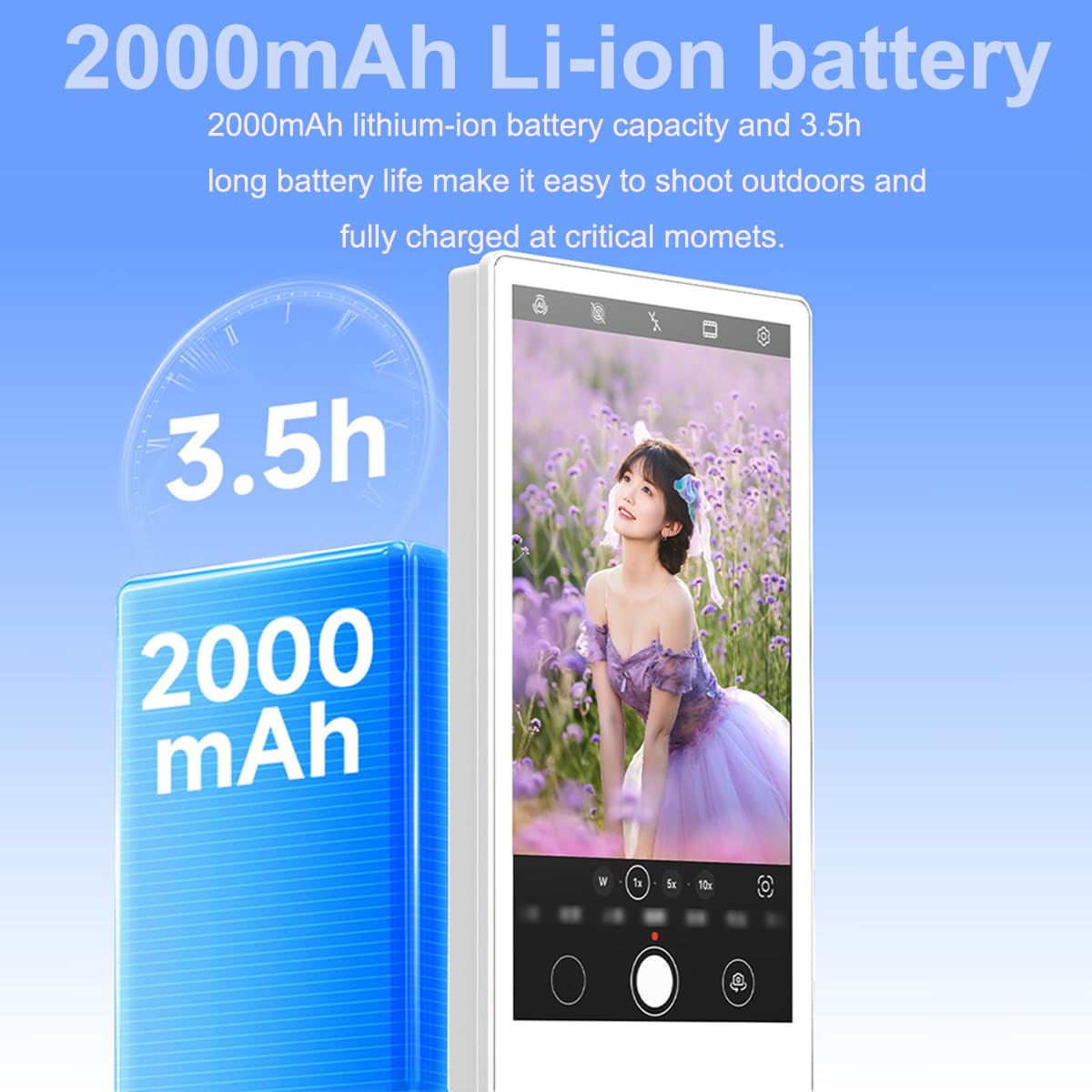 Magnetyczny telefon vlog selfie monitor, bezprzewodowy ekran selfie do iPhone'a i Androida 2000 mAh z pilotem Bluetooth, 3-poziomowa jasność i tryb szerokiego ekranu, do selfie, vloga, bez opóźnień