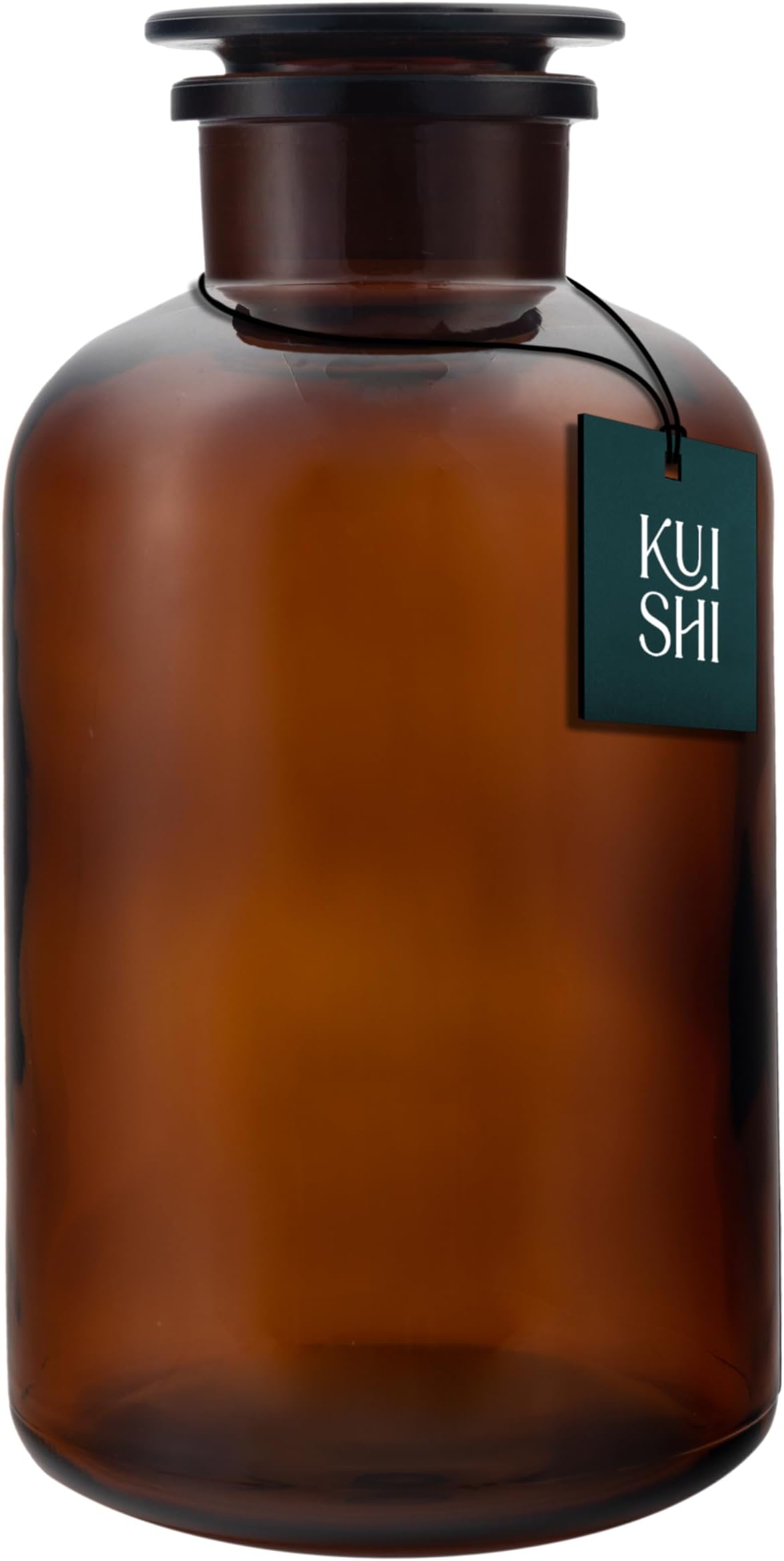 Kuishi Amber Glass Jar with Lid – Amber Container for Cotton Pads, Bath Salts & Bathroom Countertop Storage – Recycled Glass Bathroom Décor, Apothecary-Style Jar