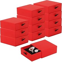 Coobbar Luxury Velvet-Lined Jewelry Gift Box 12-Pack, Compact Drawer Style Organizer for Earrings & Rings, Elegant Bracelet Display Box, Small Jewelry Storage Box, 3.5x3.5x1.26 Inches Red