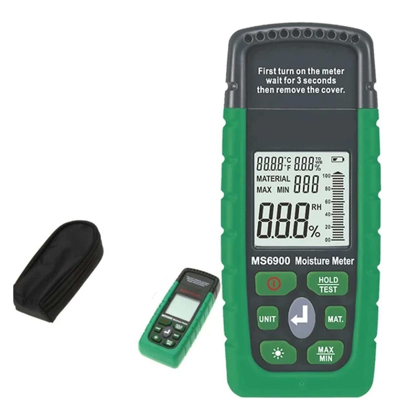 Medidor de humedad, Mini medidor de humedad digital, preciso y versátil, for edificios madera, hormigón aserrada