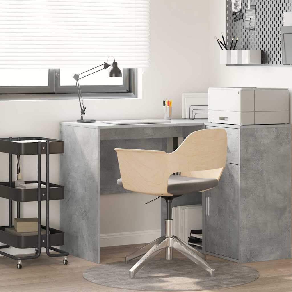 Bureau béton gris 102x50x75 cm en bois avec étagère de rangement