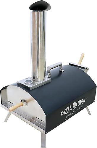 KT THERMO Horno de pizza de leña, portátil para cocinar al aire libre, incluye parrilla de pizza, cáscara de pizza y piedra de pizza (horno de pizza)