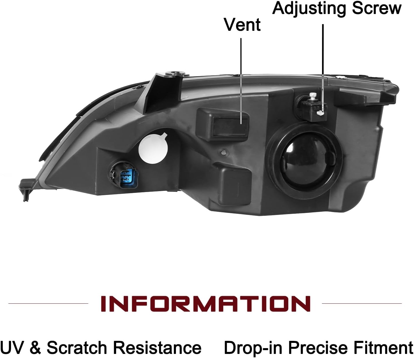 JSBOYAT Headlight Assembly Pair Replacement for 2005 2006 2007 Ford Focus OE Style Front Headlamp w/Bulbs (Driver & Passenger Side)