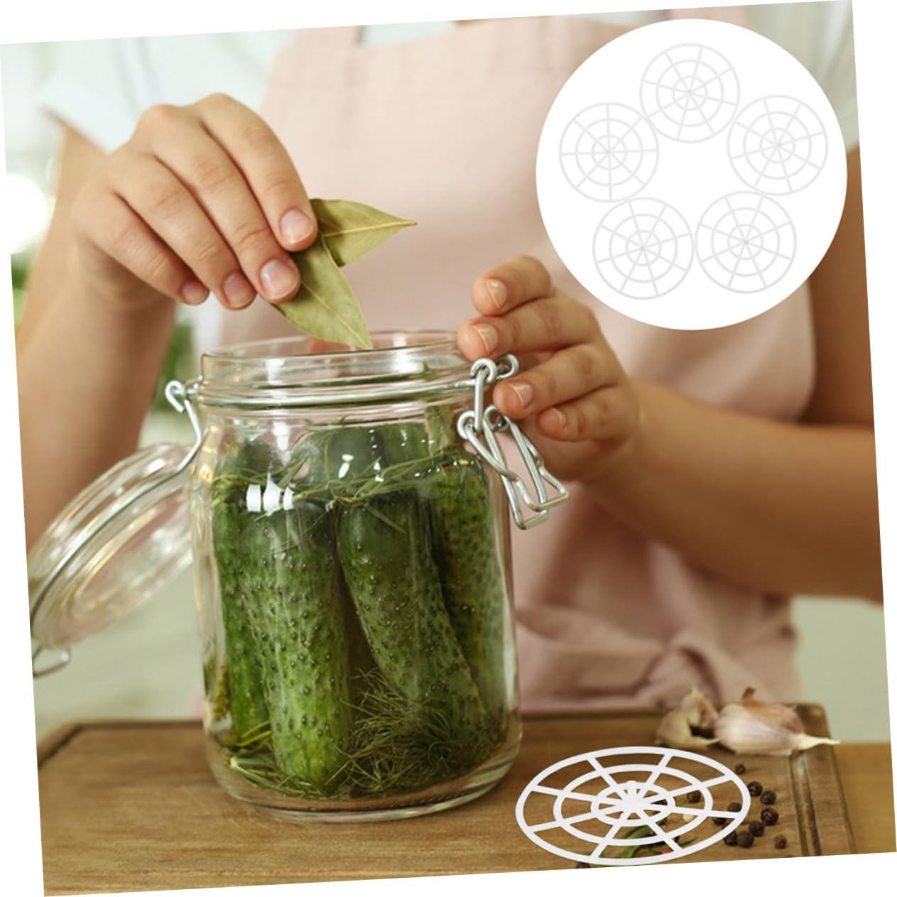 INOOMP Pressa Utile Pezzi Plastica in Distribuzione Bianca e Verdure 10 per Strumento Pressione Uniforme Fermentazione Casalinga e Uso Commerciale