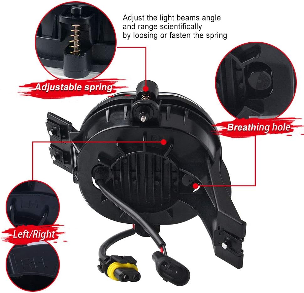 LED Fog Lights for 3rd Gen Dodge Ram 1500 2002-2008 Ram 2500/3500 Dodge Durango Pickup Truck New Version 2003 2004 2005 2006 2007 2008 2009 Black