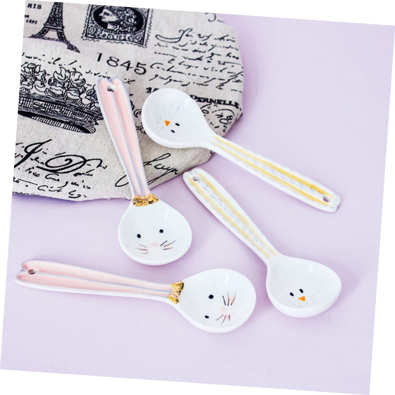 Amosfun 4 Pz cucchiaio di ceramica cucchiaini da tè mestolo da portata cucchiaio per mescolare cocktail caffè espresso bar spoon palettine caffe da pasto di porridge