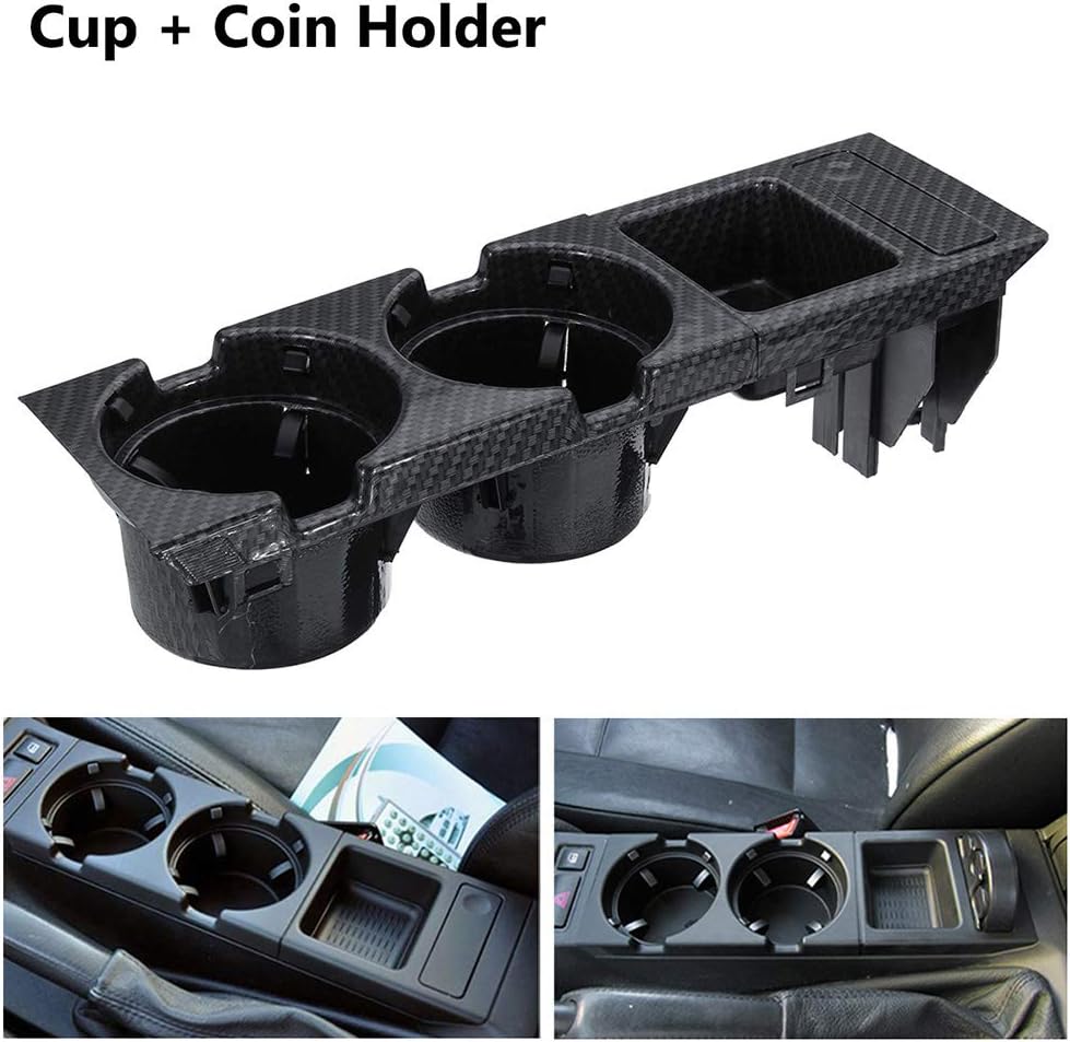 YUSHHO56T Center Console Storage Box Interior Storage Cup Holder Carbon Fiber Center Console Cup Holder Coin Box for BMW E46 3 Series 99-06