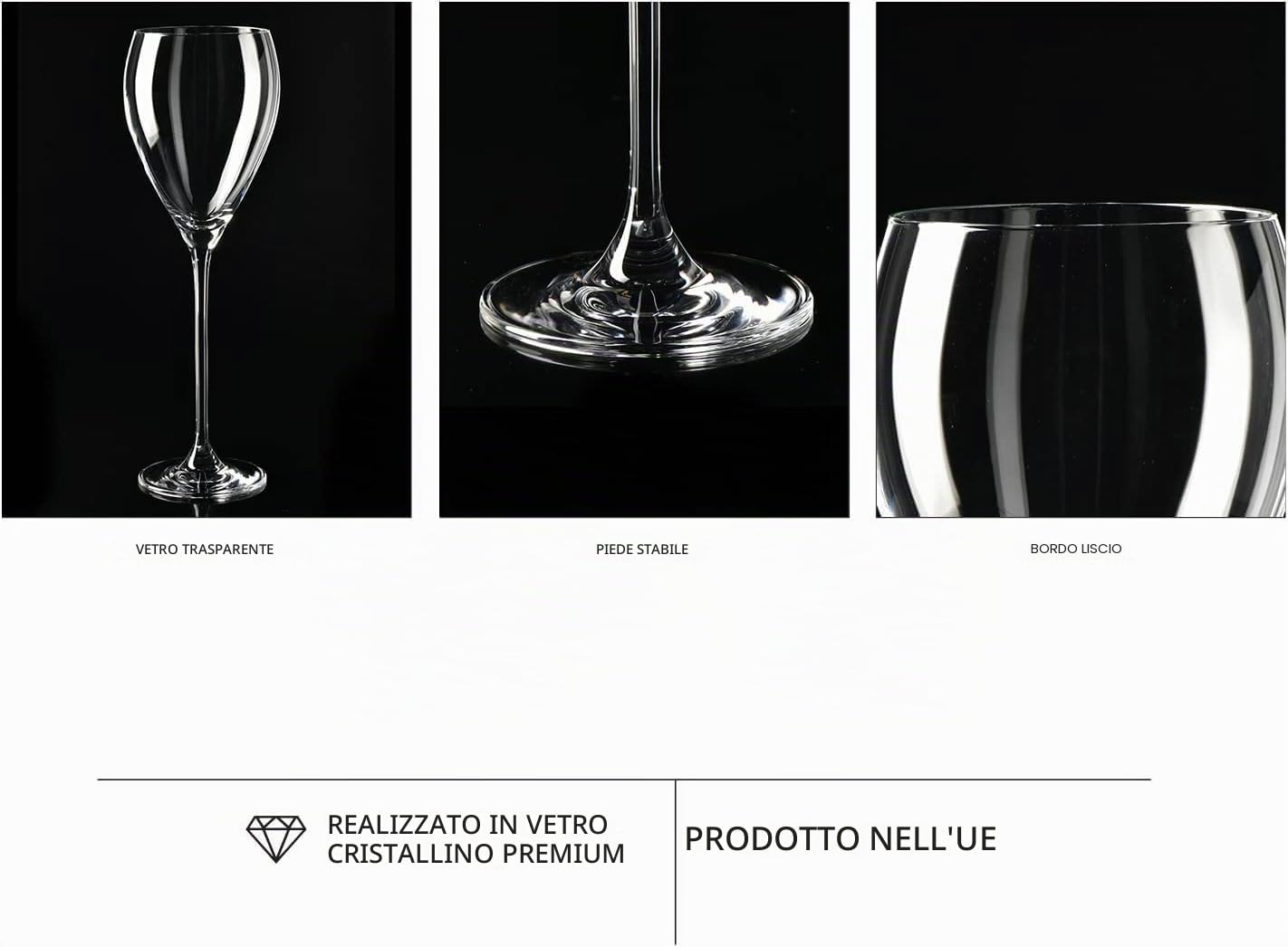 Krosno Bicchieri da Vino Bianco Set di 4, 280 ml, Collezione Perla | Calici da vino bianco, rosato, cocktail, aperol, acqua, vetro, Cristallo senza piombo, Lavabile in lavastoviglie, Idea reaglo
