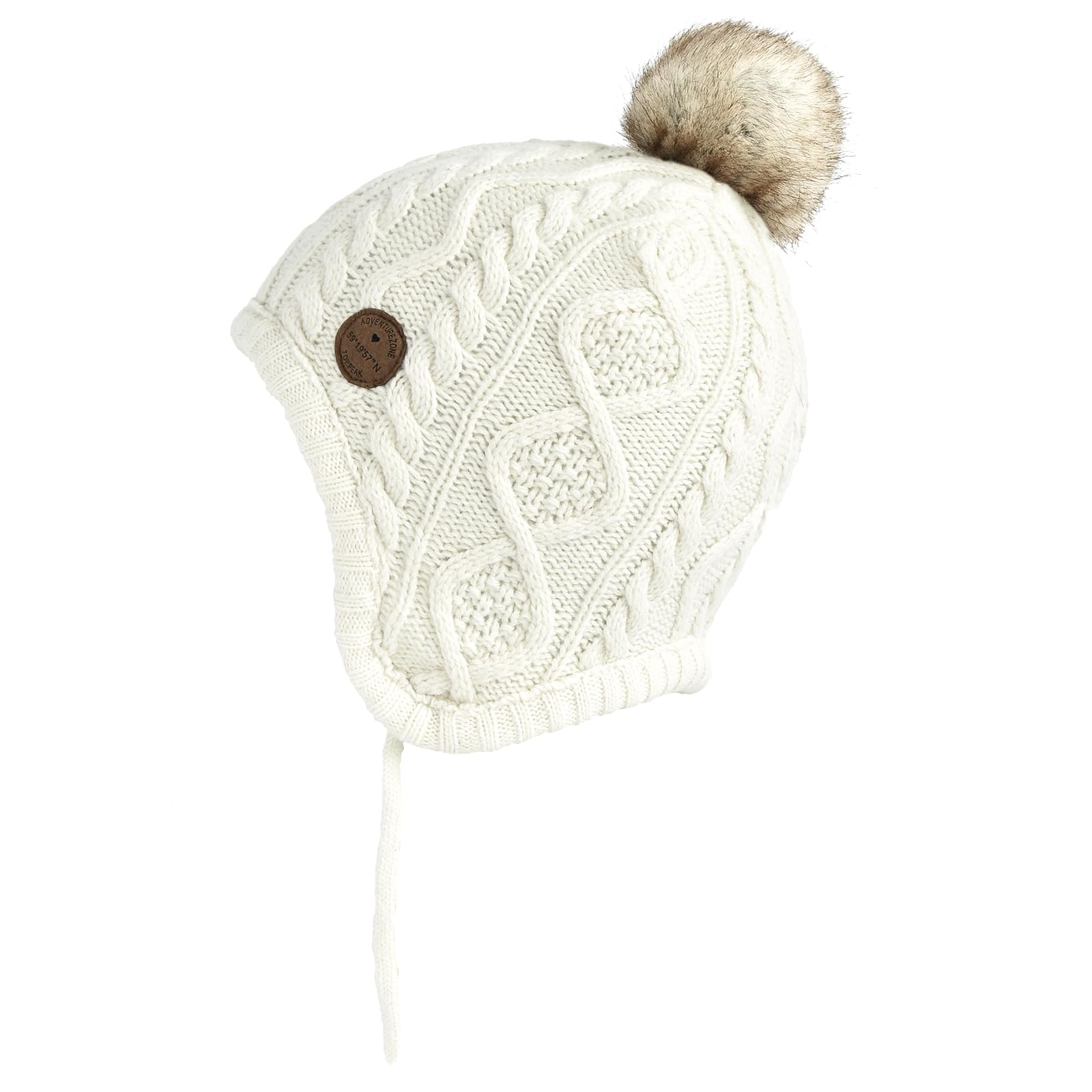SOMALER Toddler Baby Boys Girls Winter Hat Kids Ear Flap Warm Fleece Lined Knit Beanie Fur Pom Hat
