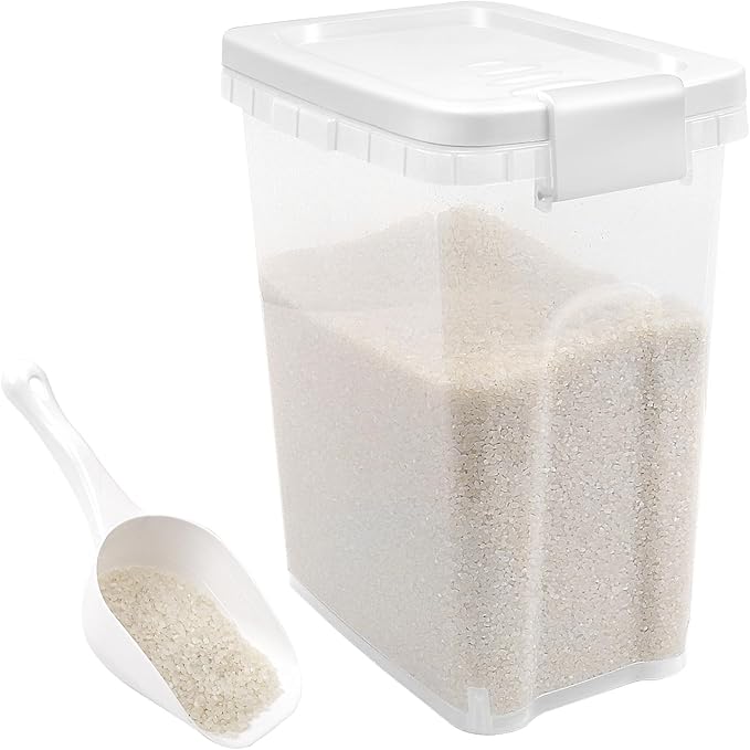 Tight-Lock Rice Container 10-15 Lbs - Airtight Flour Container with