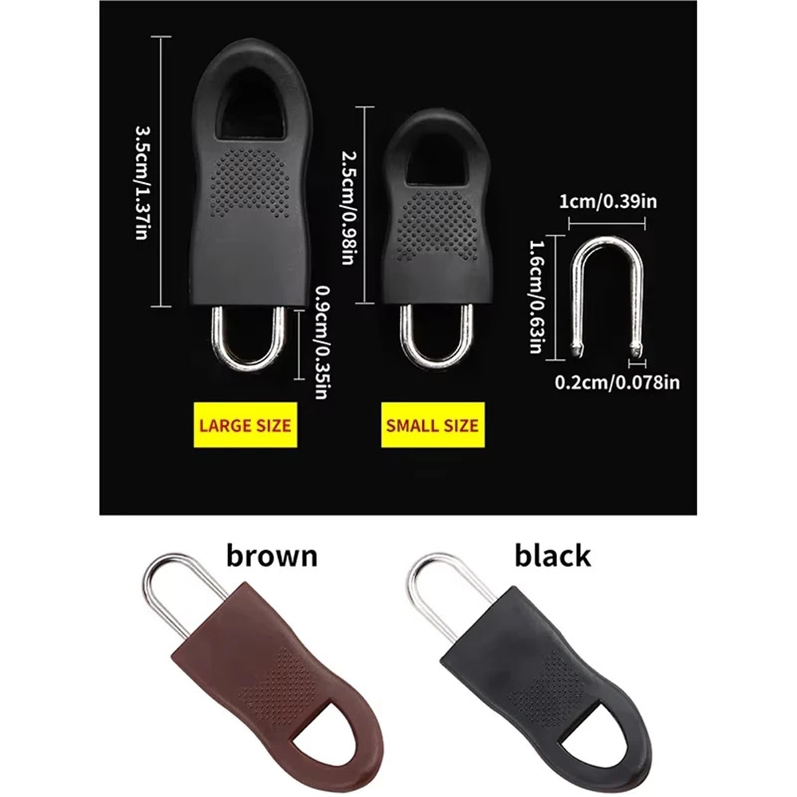 Piezas de recambio para tiradores de cremallera, Tiradores de cremallera 1200 Uds deslizador repuesto for chaquetas maletas mochilas negro marrón(Bruin)