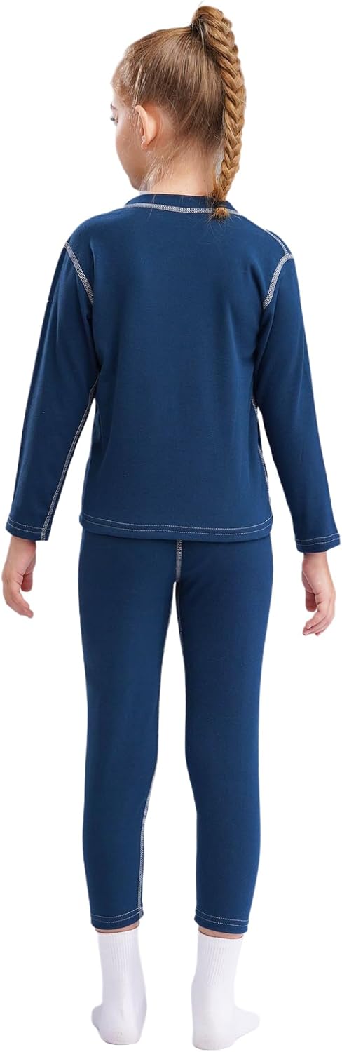 Hansber Kids Boys Girls Thermal Shirt and Pants Set Winter Thermal Underwear Set Base Layer Long Johns Suit