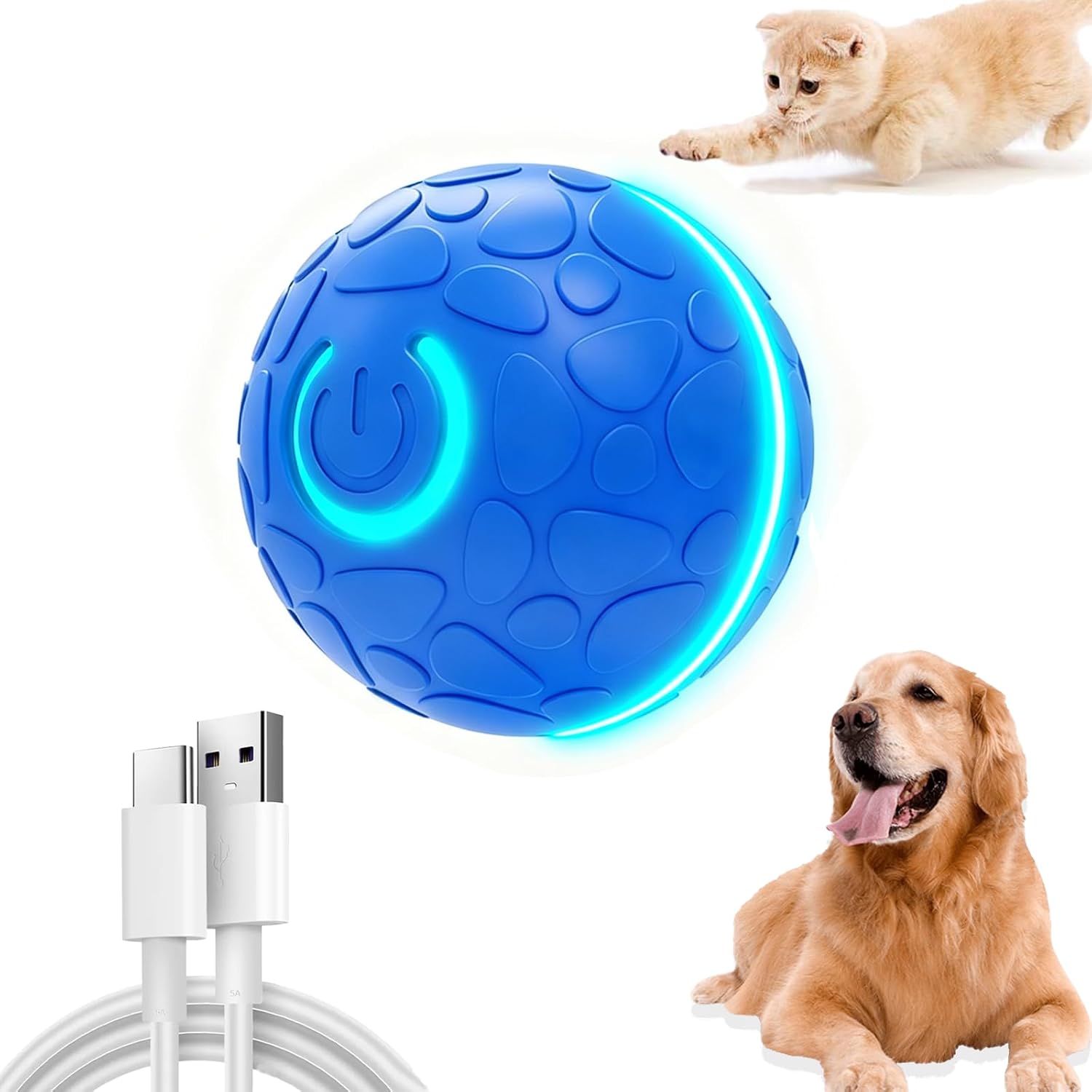 KOLGEIKJ Interaktives Hundespielzeug, interaktiver Spielball für Hunde, Hundespielzeugball elektrisch, beweglicher Hundeball für Hunde, für Welpen/kleine/mittlere Hunde, USB wiederaufladbar (blau2) KOLGEIKJ Interaktives Hundespielzeug, interaktiver Spielball für Hunde, Hundespielzeugball elektrisch, beweglicher Hundeball für Hunde, für Welpen/kleine/mittlere Hunde, USB wiederaufladbar (blau2)