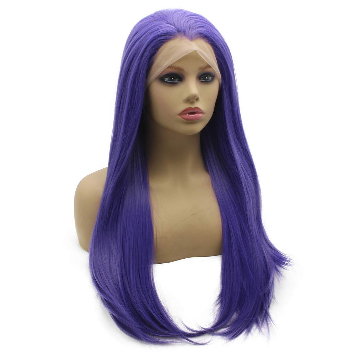 Iwona Long Straight Purple Synthetic Lace Front Hair Wig Heat Resistant Fiber Hair