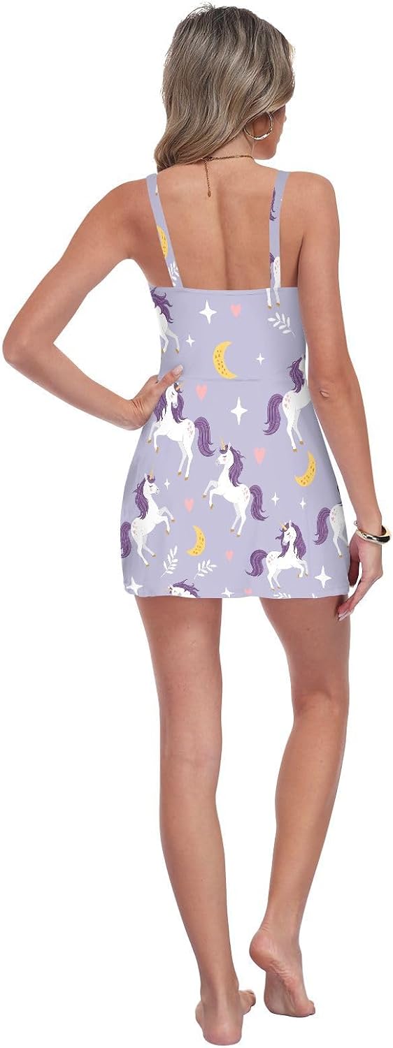 Cute Unicorn Women's One Piece Swimsuits Tummy Control Bathing Suits S A23013785