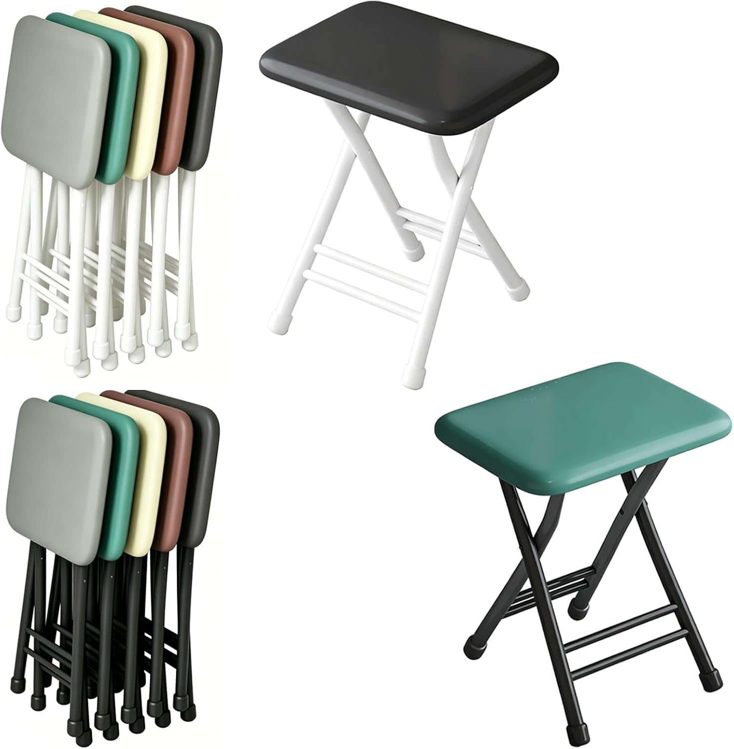 Home Office Desk Chair, Folding Stools, Padded Folding Chairs, Widen The Large Seat Surface, Indoor Outdoor, for Bedroom Patio Party Event(Beige,Black Frame)