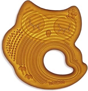 haakaa Natural Rubber Owl Teether, Rubber Sleeping Owl Soothing Teething Teether Toy for Infants Toddler, Soft Chew Teething Toys for Babies 3 Months+, BPA Free