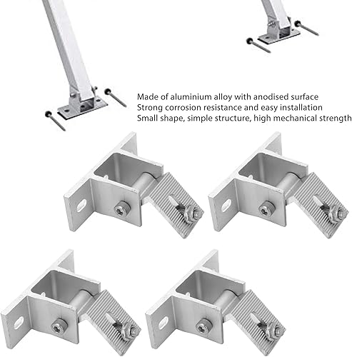 Miniatura 4 de Soporte de montaje en panel solar, 4 juegos de aleación de aluminio anti corrosión a prueba de herrumbre solar fotovoltaica soporte frontal para