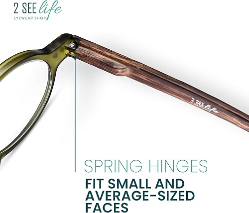 Miniatura 6 de 2SeeLife Lentes de lectura redondos retro pequeños y verdes, para hombres y mujeres, para lucir vintage con visión clara, lectores resistentes y