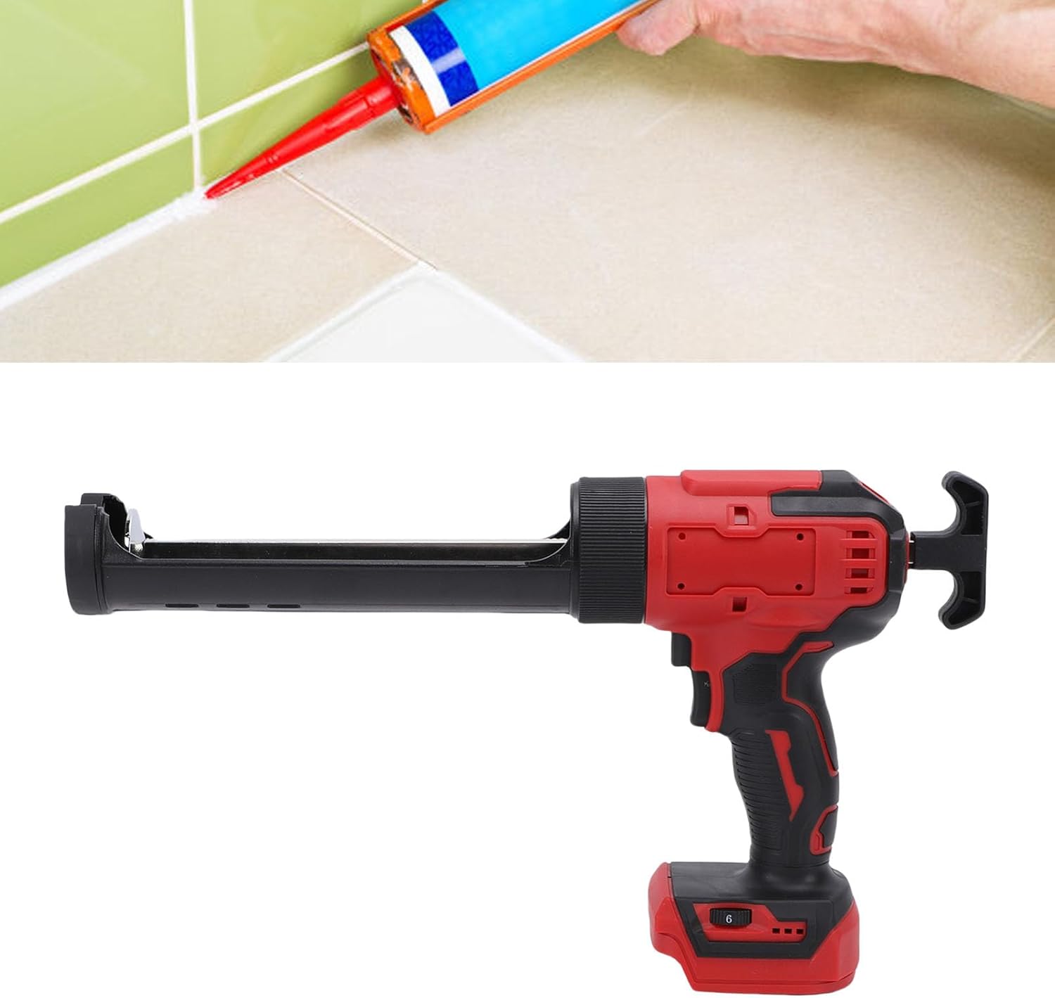 Fafeicy 300ml Lithium Caulking Gun, Automatic Retract Caulk Gun with LED Light, Six Variable Speeds for Home Renovation and DIY Projects