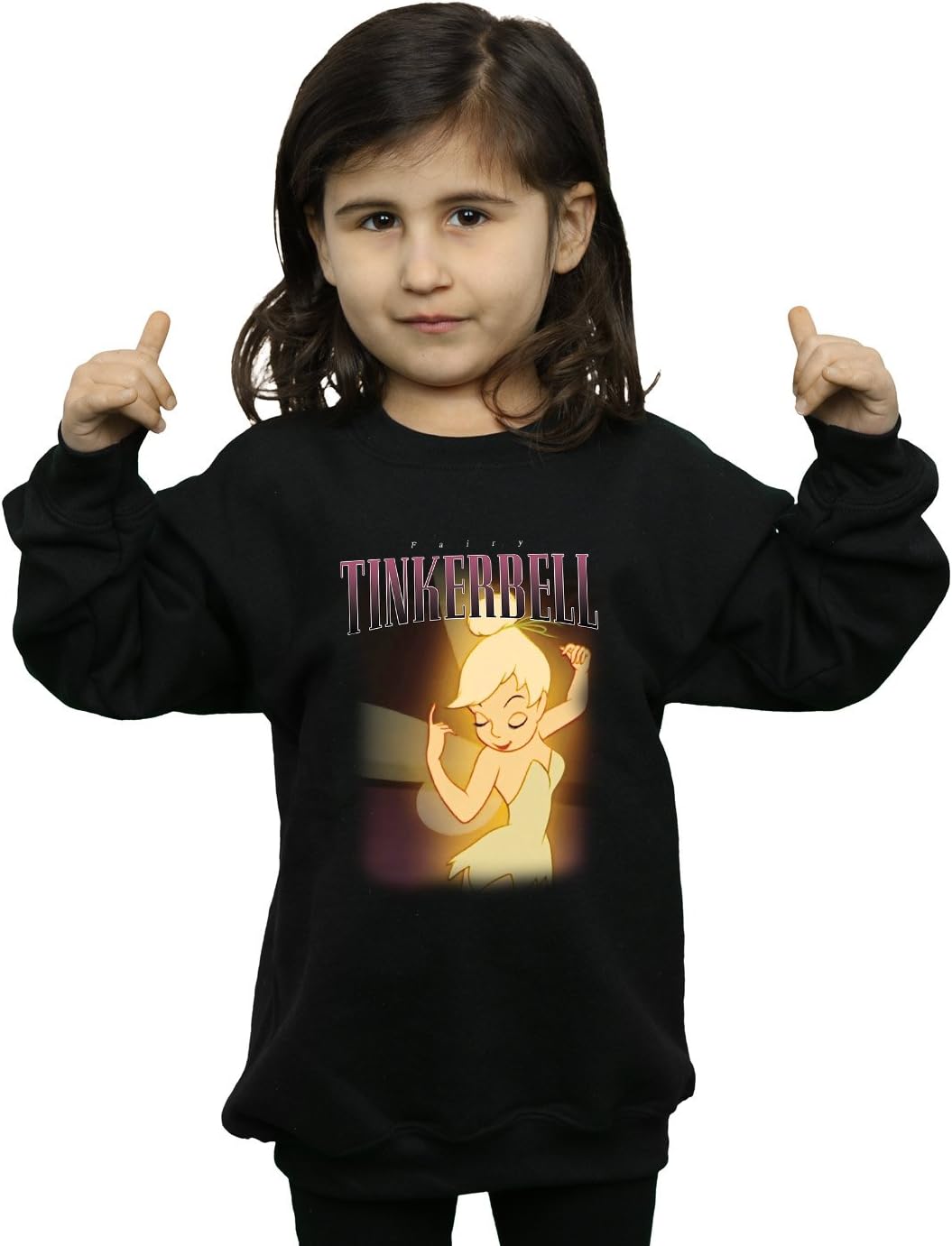 Disney Girls Tinkerbell Montage Sweatshirt Black 12-13 years