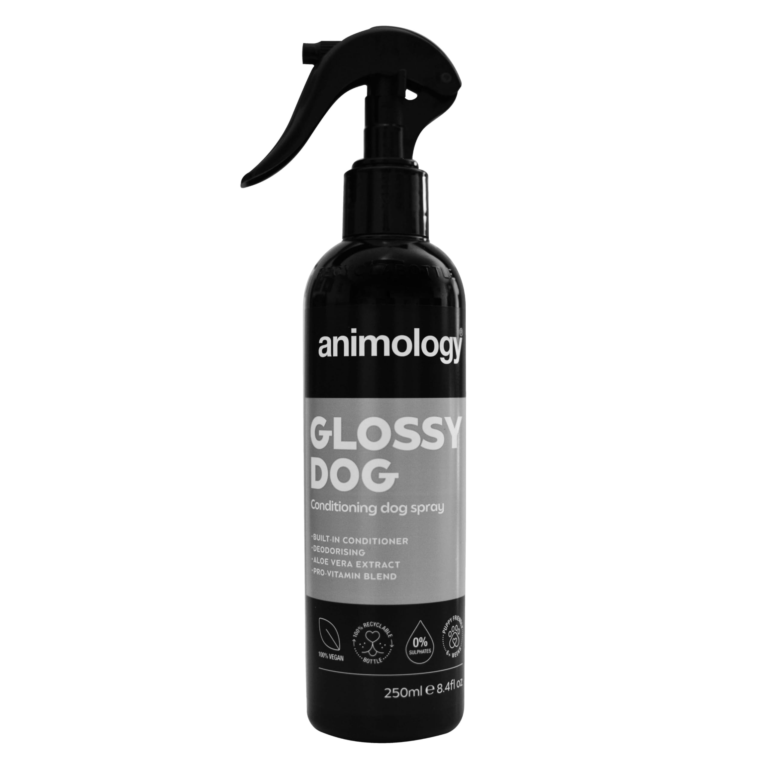 Animology Glossy Dog Conditioning Spray 250ml, Vitamin Enriched Aloe Vera Coat Conditioner