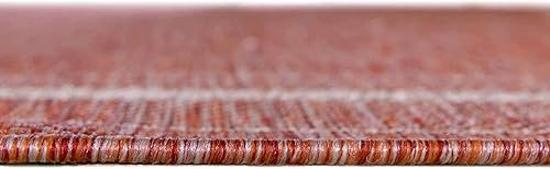 Vista 386 de Unique Loom - Colección Outdoor Border - Tapete para exteriores de borde suave - 5 pies 3 pulgadas x 8 pies, rectangular, azul/marfil azu/marfil