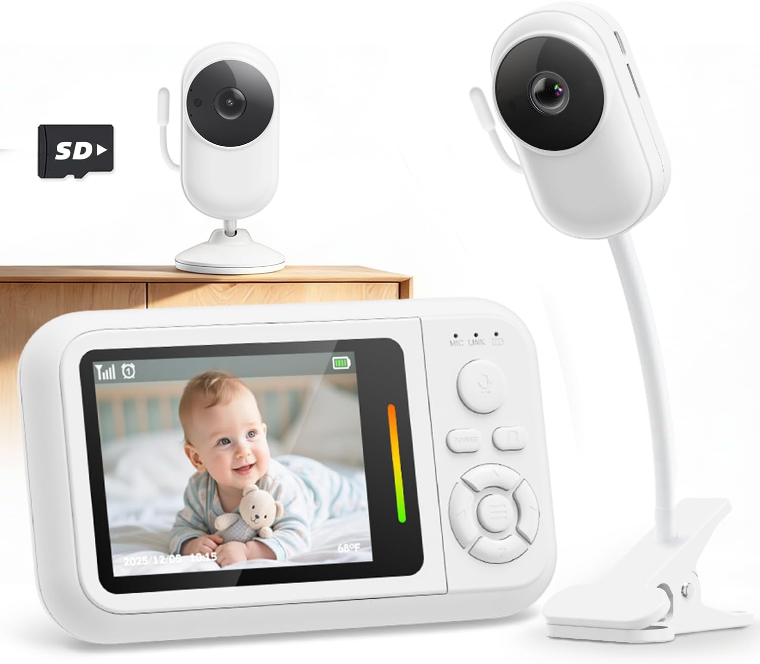 Baby Monitor with Camera and Audio, 2.8’’ Wireless Baby Monitor No WiFi with Auto Night Vision, VOX, 2-Way Audio, Portable Baby Camera Monitor for Nursery and Travel, Newborns Essentials Gifts