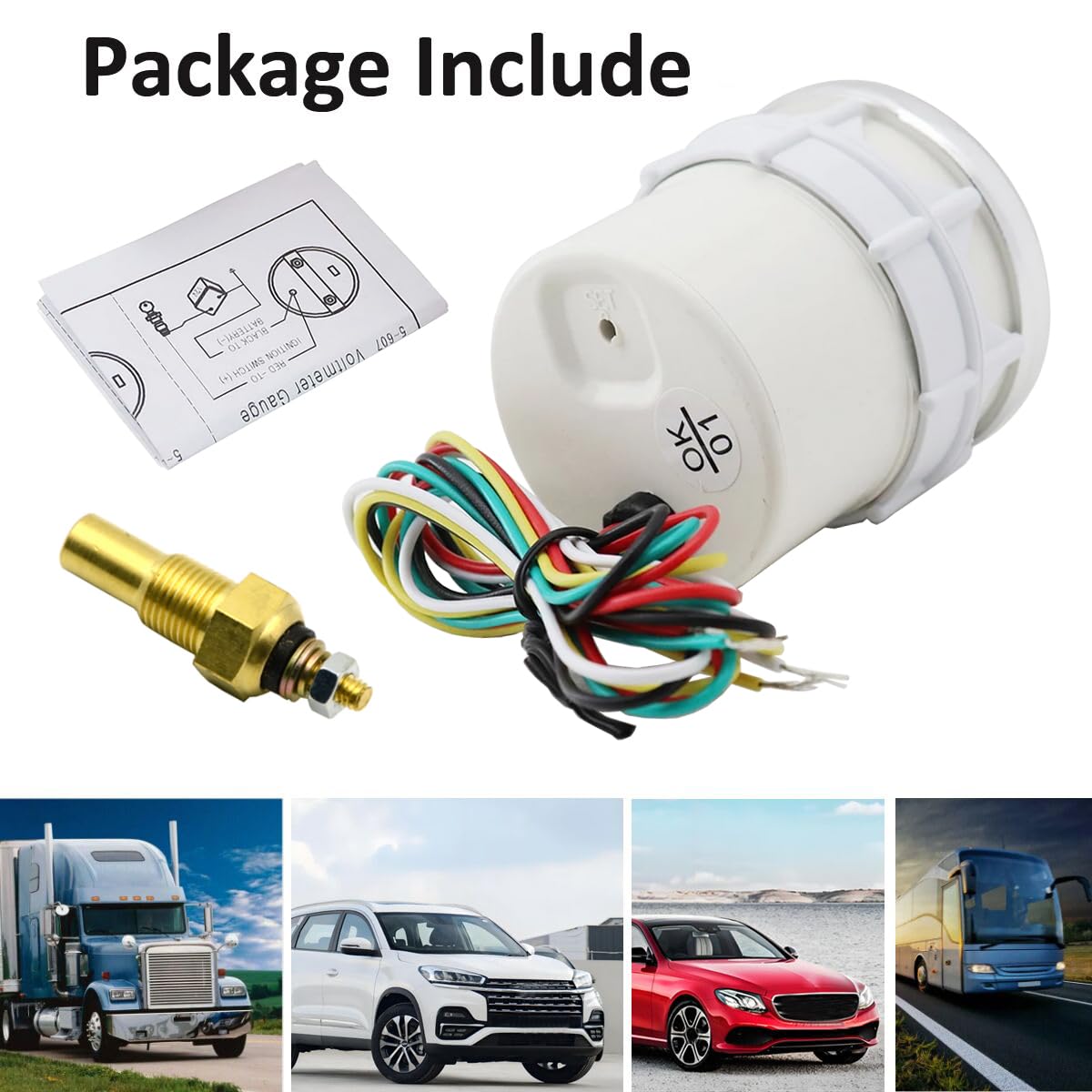 Indicatore della Temperatura dell'olio per Auto 52mm Olio Temperatura Manometro Con Sensore 12V Bianco Luce Puntatore Olio Termometro Calibro Liquido Misuratore