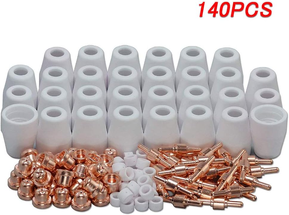Tosense140PCS PT-31 Plasma Cutter Cutting Torch Electrode Tip Nozzle Fit PT-31 Plasma Cutter