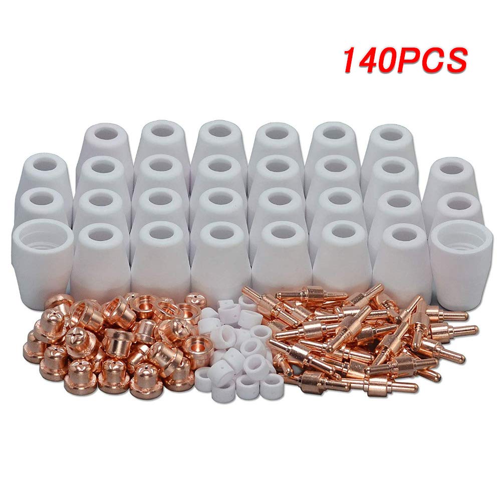Tosense140PCS PT-31 Plasma Cutter Cutting Torch Electrode Tip Nozzle Fit PT-31 Plasma Cutter