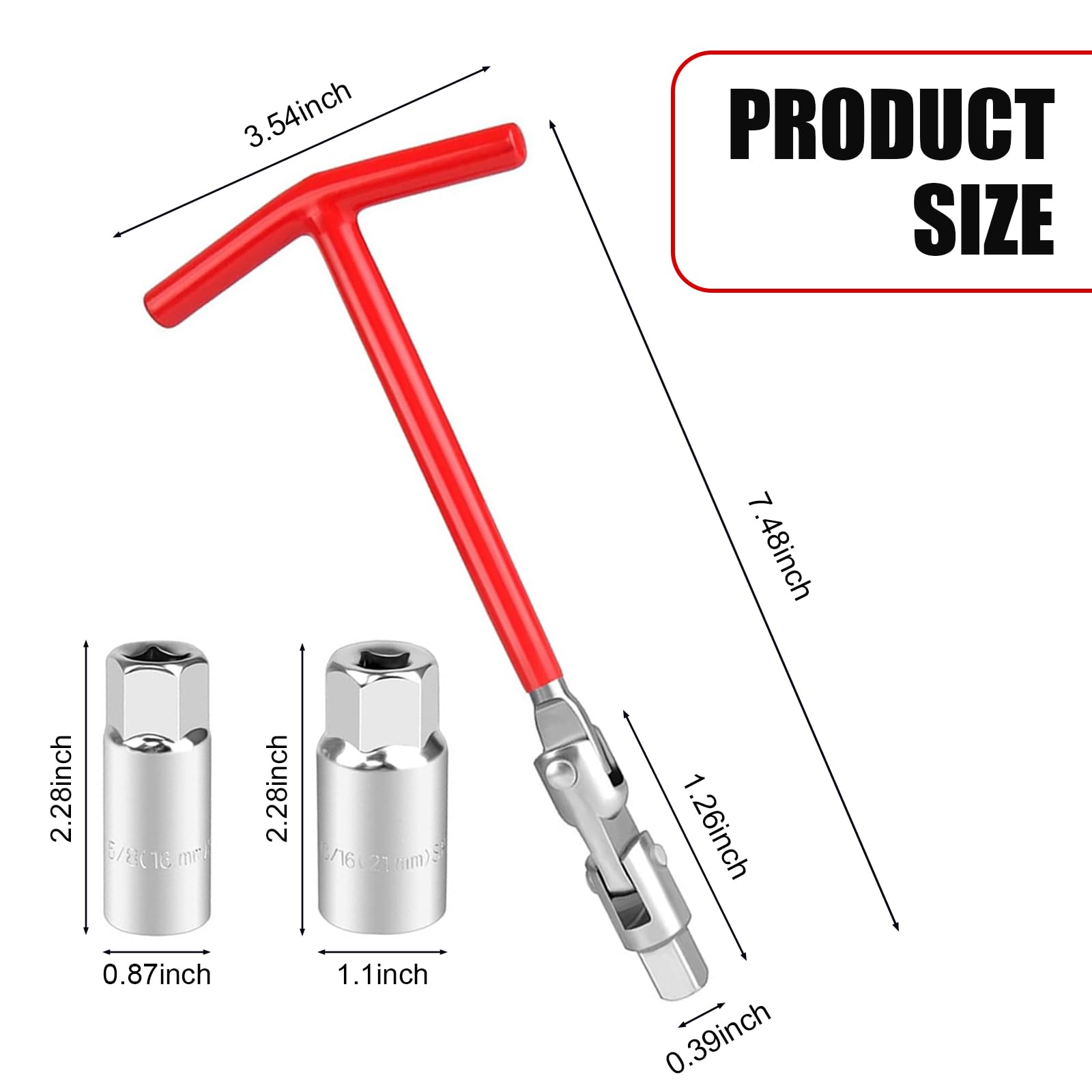 lekudo 3 PCS Automotive Spark Plug Socket Wrench with 5/8 