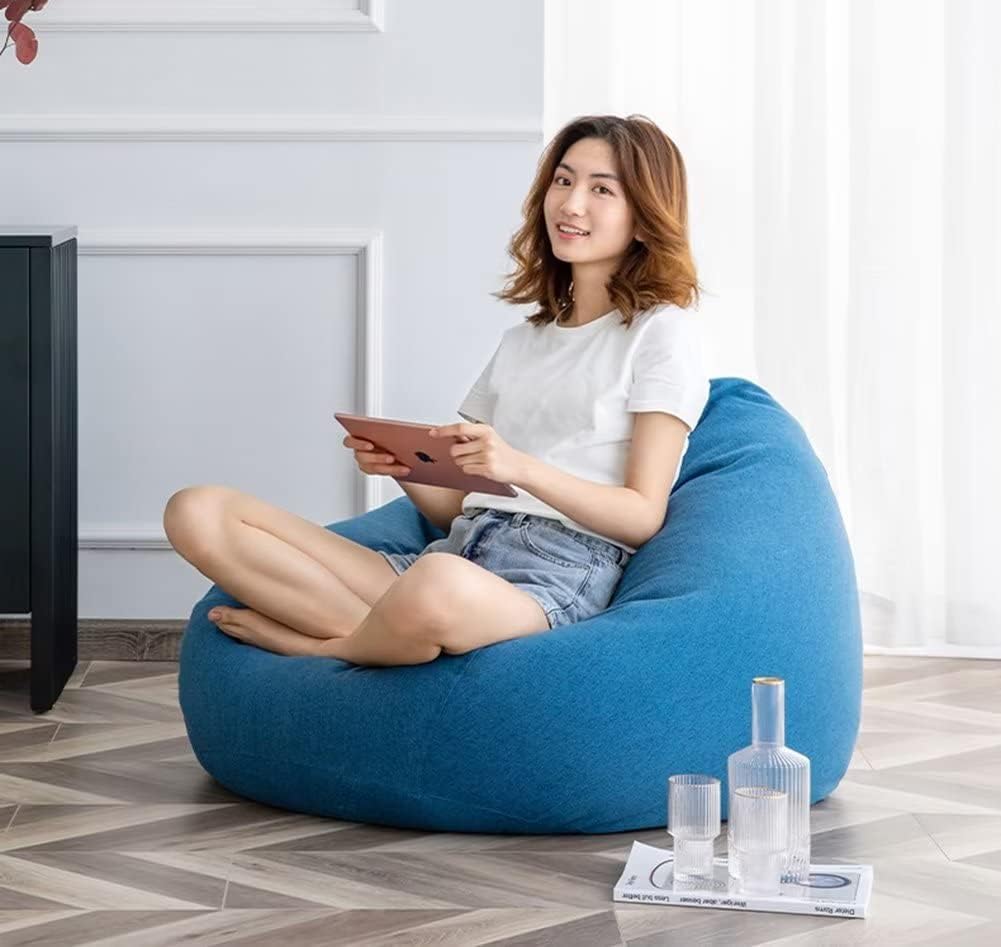 ビーズクッション 怠惰なソファ 座布団 背もたれ 座椅子 カバー取り外し ライナーなし、フィラーなし (90*110cm,レッド)