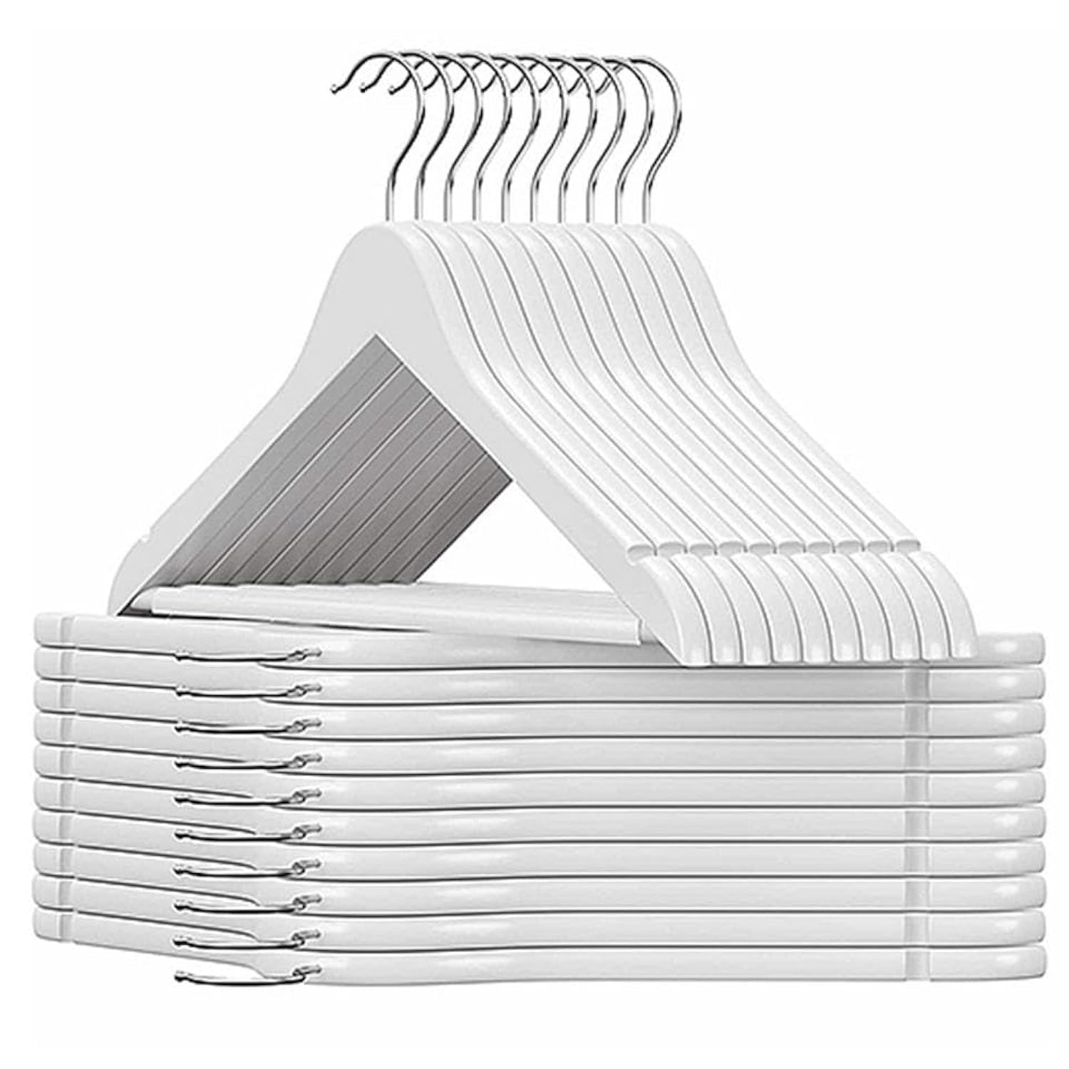 20 PCs White Wooden Hangers - Non Slip Wood Clothes Hanger for Suits, Pants Hanger, 360° Swivel Hook Heavy Duty Clothing Hanger Set - Coat Hangers for Closet (White-20 Pack)