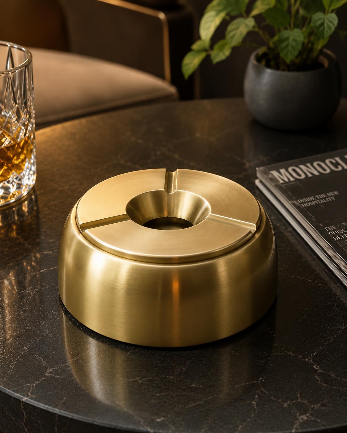 Premium Casted Brass Ash Tray with Removable Lid – 4 Inch Diameter × 1.5 Inch Height | Heavy Duty 480 Gram | Round Tabletop Cigarette Ashtray for Home, Office, Bar & Smoking Area-image-17