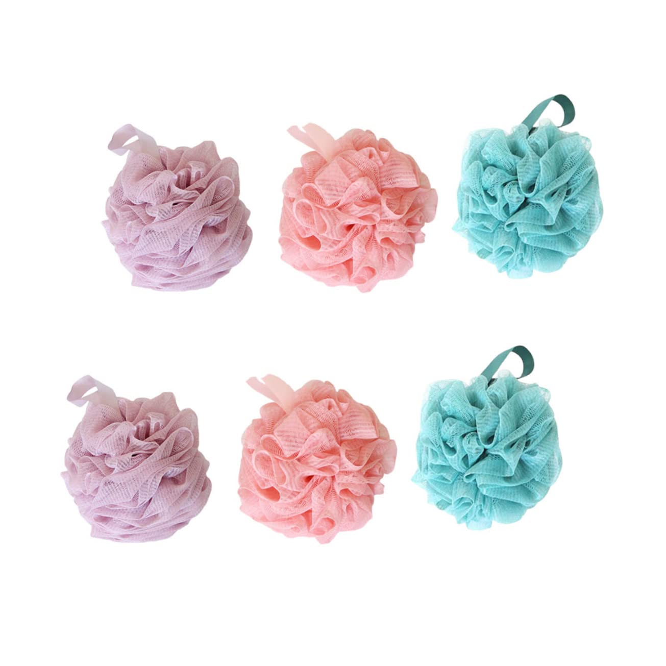 CLISPEED 6Pcs Bath Ball for Adults Soft Bubble Maker Pink of Each for Exfoliating Cleansing Skin with Shower Gel Soap