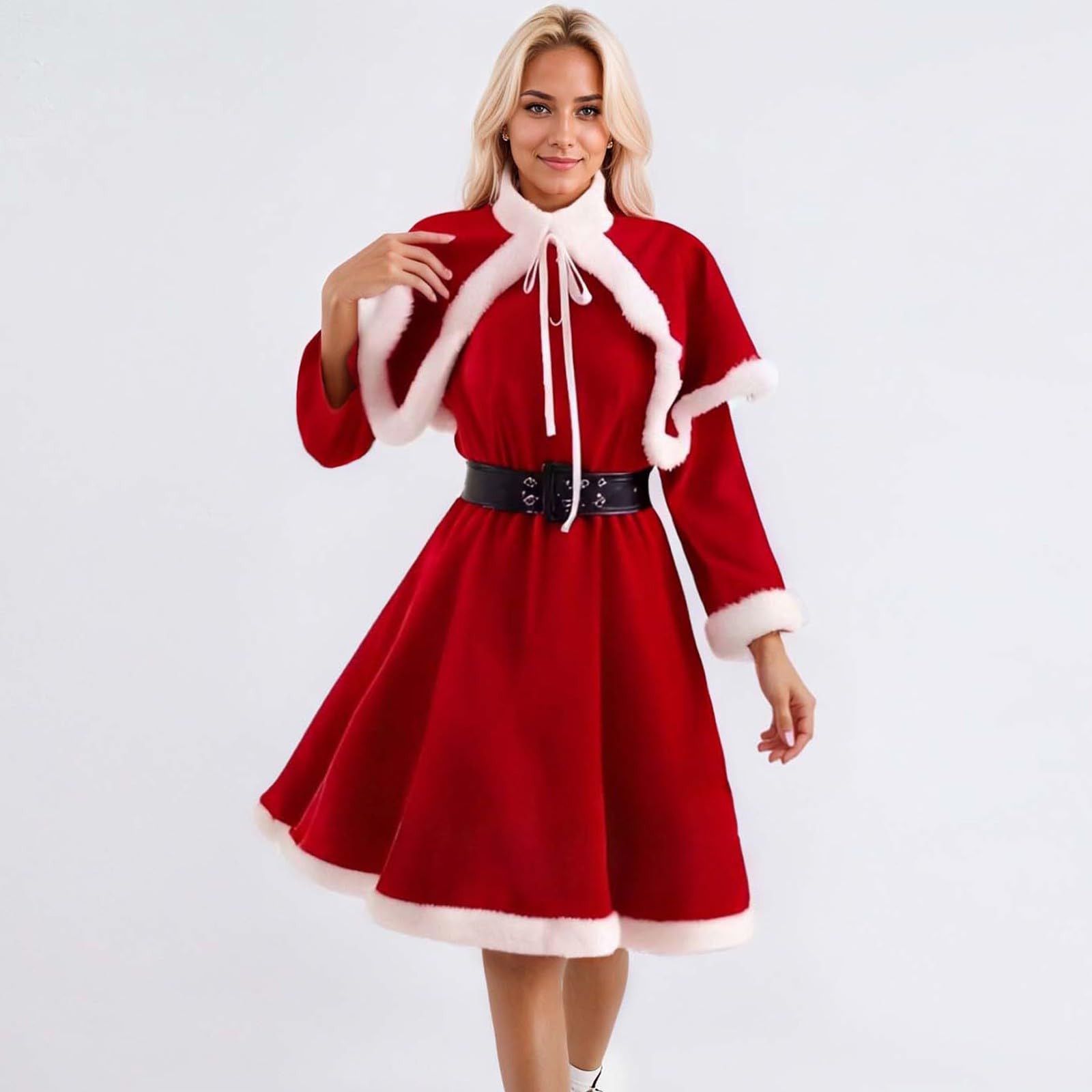 Abito Donna Natalizio Invernale Vestito a Tunica da Maglione Natale Famiglia Taglie Forti con Stampa Renna E Fiocco di Neve Midi Party Festa Cocktail