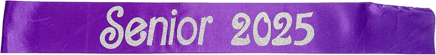 Senior 2025 sash,senior sashes class of 2025 senior sash Purple sash with Silver Glitter graduation sash for Graduation Party Supplies 2 Pack senior sashes Purple Silver 2pcs