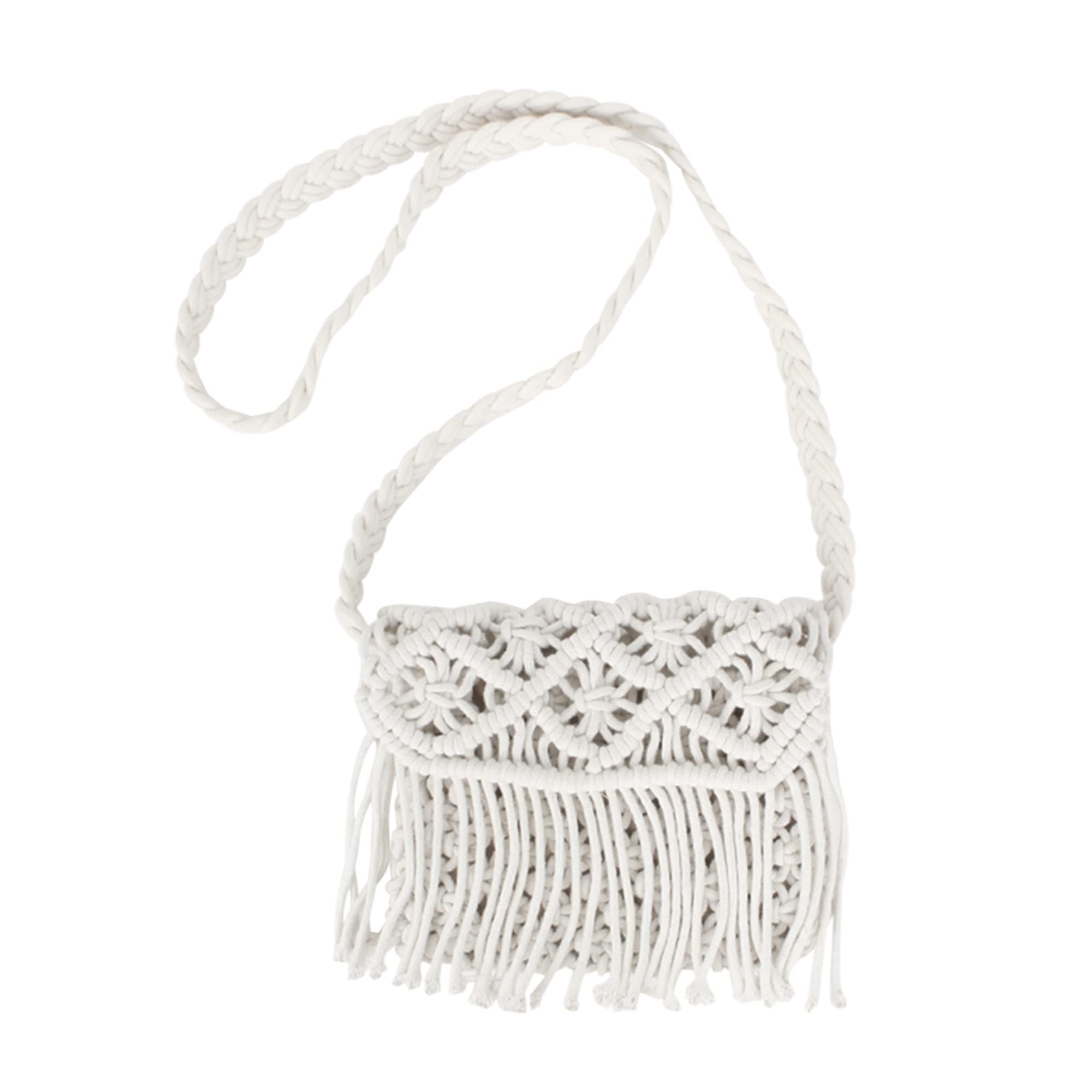 Van Caro Handwoven Cotton Straw Shoulder Bag Crochet Tassel Beach Bohemian Purse for Women