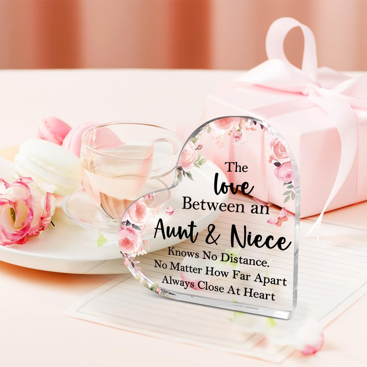 Aunt Gifts from Niece,Thank You Gifts for Aunts Mother's Day Birthday Christmas,Unique Auntie Gift Ideas,Aunt And Niece Acrylic Heart Plaque - Image 5