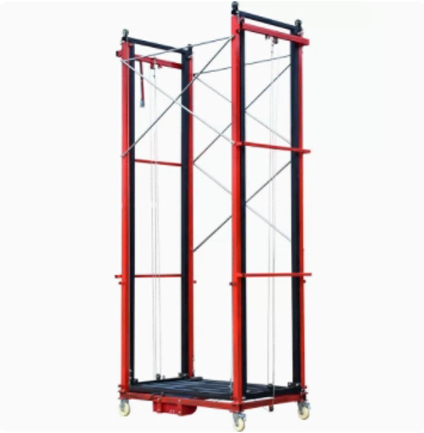 Electric Lifting Scaffolding Mobile Electric Scaffolding Elevator with Locking Caster Wheels, Multi-functional Lifting Platform for Warehouse Working Construction Site, Max Load 300KG Electric Scaffol