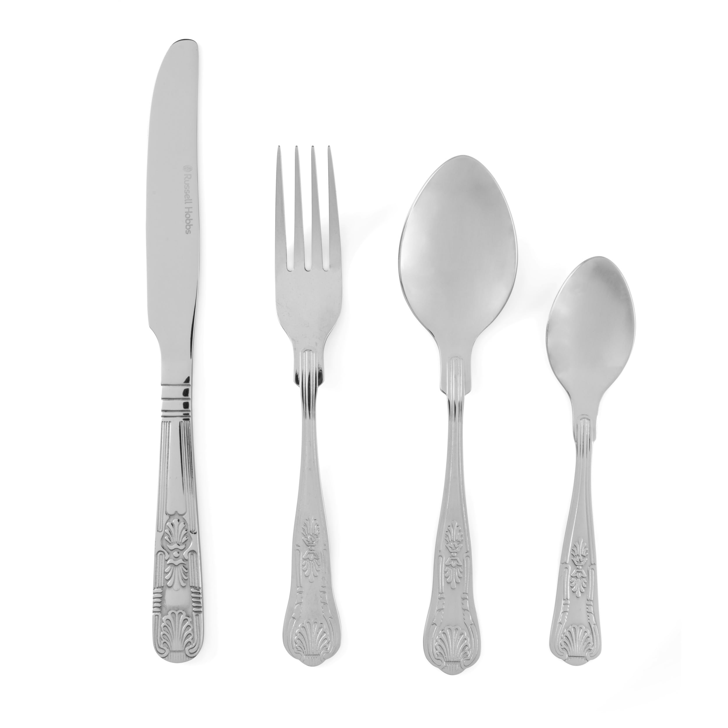 Russell Hobbs Russell Hobbs Verona Cutlery Set – 24 Piece, 18/10 Stainless Steel, Antique, Ornate Embossed Handles, 6 Place Settings, Forks, K
