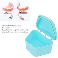 Vista 3 de ANGGREK - Estuche de retención trapezoidal, caja de almacenamiento portátil de viaje para dentaduras postizas en casa (azul)