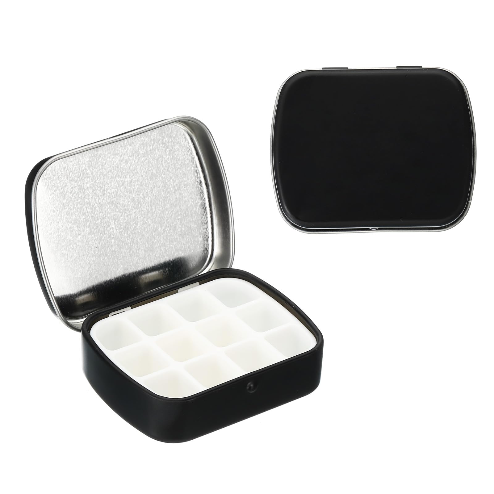 PATIKIL 12 Well Mini Paint Storage Box, Portable Tiny Painting Tray 1.6ml Per Mixing Cup for Gouache Watercolor Art Craft Oil Painting, Black