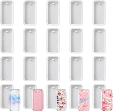 Resin Keychain Molds, 20 PCS Rectangle Jewelry Casting Molds Silicone Mold Keychain Charms Epoxy Resin-Mold Tag Resin Casting Mold for DIY Gem Cabochon, Earring, Necklace Jewelry Making