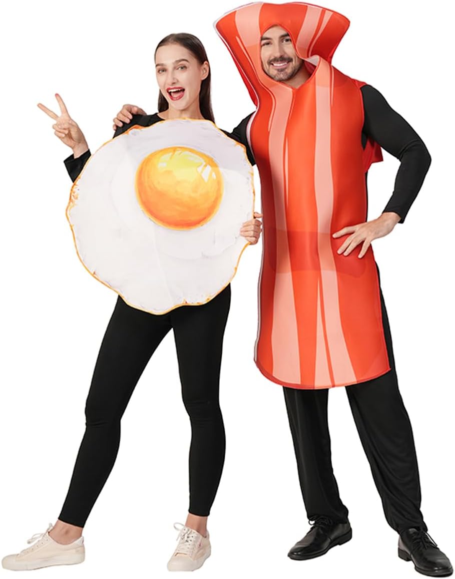 DSplay Fried Egg and Bacon Costume Couples Halloween Costumes