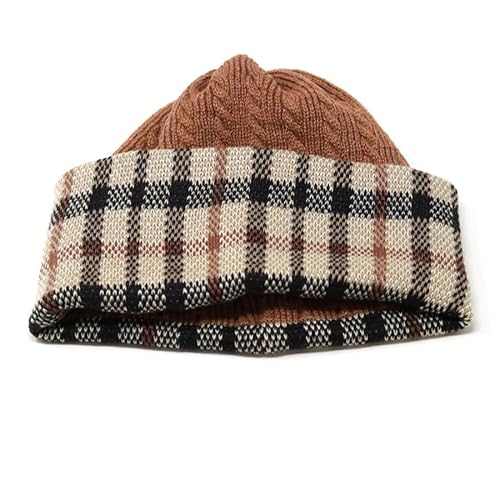 [ダックス] ニット帽 チェック柄 ニットキャップ 日本製 フリーサイズ キャメル dl420
